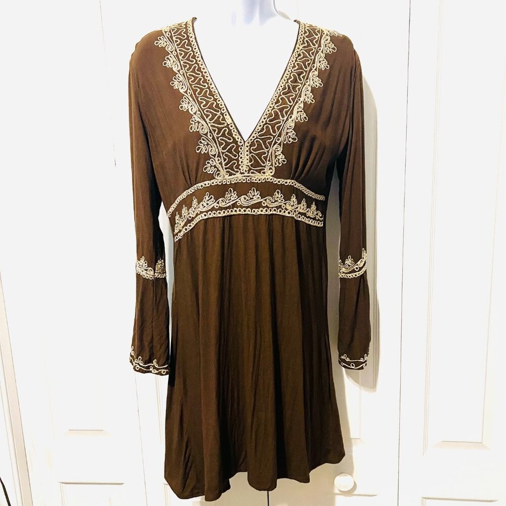Calypso Christiane Celle 100% Cotton Long Sleeve Bell/Slit Sleeves-Embroidered-S